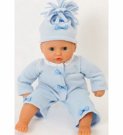 COMPLETE BLUE FLEECE OUTFIT FOR 12-14 INCH [30-35 CM] DOLLS SUCH AS GOTZ,COROLLE,ZAPF,MY LITTLE BABY BORN,MY FIRST BABY ANNABELL. FROM FRILLY LILY[DOLL NOT INCLUDED]